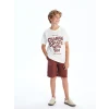 LCW Kids Ekru Bisiklet Yaka Erkek Çocuk Tişört ve Şort