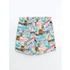 XSIDE Beyaz Kısa Boy Desenli Erkek Deniz Şortu