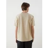 XSIDE Bej Bisiklet Yaka Nakışlı Erkek Tişört