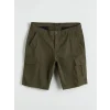XSIDE Haki Standart Kalıp Gabardin Erkek Kargo Şort
