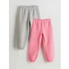 LCW Kids Gri Beli Lastikli Kız Çocuk Jogger Eşofman Alt 2li