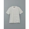 XSIDE Ekru Bisiklet Yaka Kısa Kollu Çizgili Penye Erkek Tişört