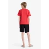 Defacto F1734 Kırmızı Erkek Çocuk Pijama Takımı Kısa Kollu Üst Esnek Belli Şort