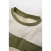 Defacto B9266 Ekru Erkek Bebek 2li Takım Renk Bloklu Sweatshirt Eşofman Altı
