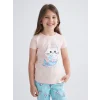 LCW Kids Pembe Baskılı Kız Çocuk Şortlu Pijama Takımı