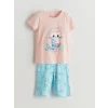 LCW Kids Pembe Baskılı Kız Çocuk Şortlu Pijama Takımı