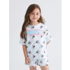 LCW Kids Beyaz Minnie Mouse Baskılı Kız Çocuk Şortlu Pijama Takım