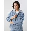 LCW Vision Indigo Kapüşonlu Oversize Kadın Jean Ceket