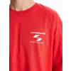 XSIDE Kirmizi Bisiklet Yaka Baskılı Penye Erkek Tişört