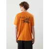XSIDE Turuncu Bisiklet Yaka Baskılı Penye Erkek Tişört