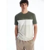 XSIDE Haki Bisiklet Yaka Renk Bloklu Penye Erkek Tişört