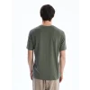 XSIDE Haki Bisiklet Yaka Renk Bloklu Penye Erkek Tişört