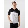 LCWAIKIKI Classic Siyah Bisiklet Yaka Kısa Kollu Renk Bloklu Erkek Tişört