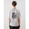 XSIDE Gri Bisiklet Yaka Baskılı Erkek Tişört