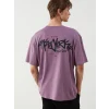 XSIDE Mor Bisiklet Yaka Baskılı Penye Erkek Tişört