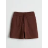 LCWAIKIKI Classic Kahverengi Beli Lastikli Dokulu Kadın Şort