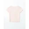 LCWAIKIKI Classic Pembe Bisiklet Yaka Baskılı Kadın Tişört