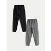 LC Waikiki Siyah Beli Lastikli Erkek Çocuk Jogger Eşofman Alt 2li