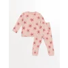 LCW baby Pembe Bisiklet Yaka Baskılı Kız Bebek Pijama Takımı
