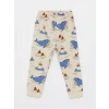LCW baby Bej Bisiklet Yaka Uzun Kollu Desenli Erkek Bebek Pijama Takımı