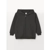 LCW Kids Antrasit Kapüşonlu Erkek Çocuk Fermuarlı Sweatshirt