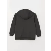 LCW Kids Antrasit Kapüşonlu Erkek Çocuk Fermuarlı Sweatshirt