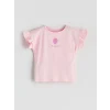 LCW baby Pembe Bisiklet Yaka Kız Bebek Şortlu Pijama Takımı