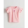 LCW baby Pembe Bisiklet Yaka Kız Bebek Şortlu Pijama Takımı
