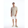 LC Waikiki Bej Regular Fit Kısa Kollu Erkek Gömlek