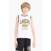 Defacto E4845 Beyaz Erkek Çocuk NBA Los Angeles Lakers Bisiklet Yaka Atlet