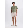 Defacto E0993 Bej Regular Fit Kısa Boy Yumuşak Tuşeli Deniz Şortu