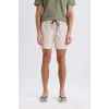 Defacto E0993 Bej Regular Fit Kısa Boy Yumuşak Tuşeli Deniz Şortu
