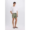 Defacto X2955 Haki File Astarlı Hızlı Kuruyan Kısa Boy Deniz Şortu