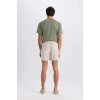 Defacto E0993 Bej Regular Fit Kısa Boy Yumuşak Tuşeli Deniz Şortu