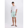 Defacto E0978 Turkuaz Regular Fit File Astarlı Diz Üstü Deniz Şortu