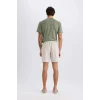 Defacto X2955 Bej File Astarlı Hızlı Kuruyan Kısa Boy Deniz Şortu