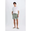 Defacto E0993 Haki Regular Fit Kısa Boy Yumuşak Tuşeli Deniz Şortu