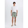 Defacto E0993 Haki Regular Fit Kısa Boy Yumuşak Tuşeli Deniz Şortu