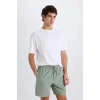 Defacto E0993 Haki Regular Fit Kısa Boy Yumuşak Tuşeli Deniz Şortu