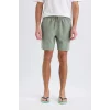 Defacto E0993 Haki Regular Fit Kısa Boy Yumuşak Tuşeli Deniz Şortu