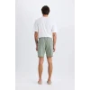 Defacto E0993 Haki Regular Fit Kısa Boy Yumuşak Tuşeli Deniz Şortu