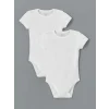 LCW baby Ekru Organik Kumaş Kız Bebek Çıtçıtlı Bodysuit 2li