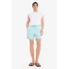 Defacto U0024 Turkuaz Çizgili File Astarlı Kısa Boy Deniz Şortu