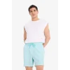 Defacto U0024 Turkuaz Çizgili File Astarlı Kısa Boy Deniz Şortu