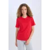 Defacto D9592 Kırmızı Regular Fit Bisiklet Yaka Basic Düz Kısa Kollu Kırmızı Tişört