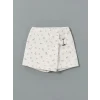 LCW Kids Ekru Beli Lastikli Çiçekli Kız Çocuk Şort Etek