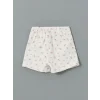 LCW Kids Ekru Beli Lastikli Çiçekli Kız Çocuk Şort Etek