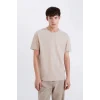 Defacto D5481 Bej %100 Pamuk Regular Fit Bisiklet Yaka Kısa Kollu Ağır Kumaş Tişört