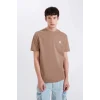 Defacto D5564 Kahve %100 Pamuk Regular Fit Bisiklet Yaka Baskılı Kısa Kollu Tişört