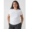 LCW Vision Beyaz Bisiklet Yaka Düz Kısa Kollu Kadın Tişört